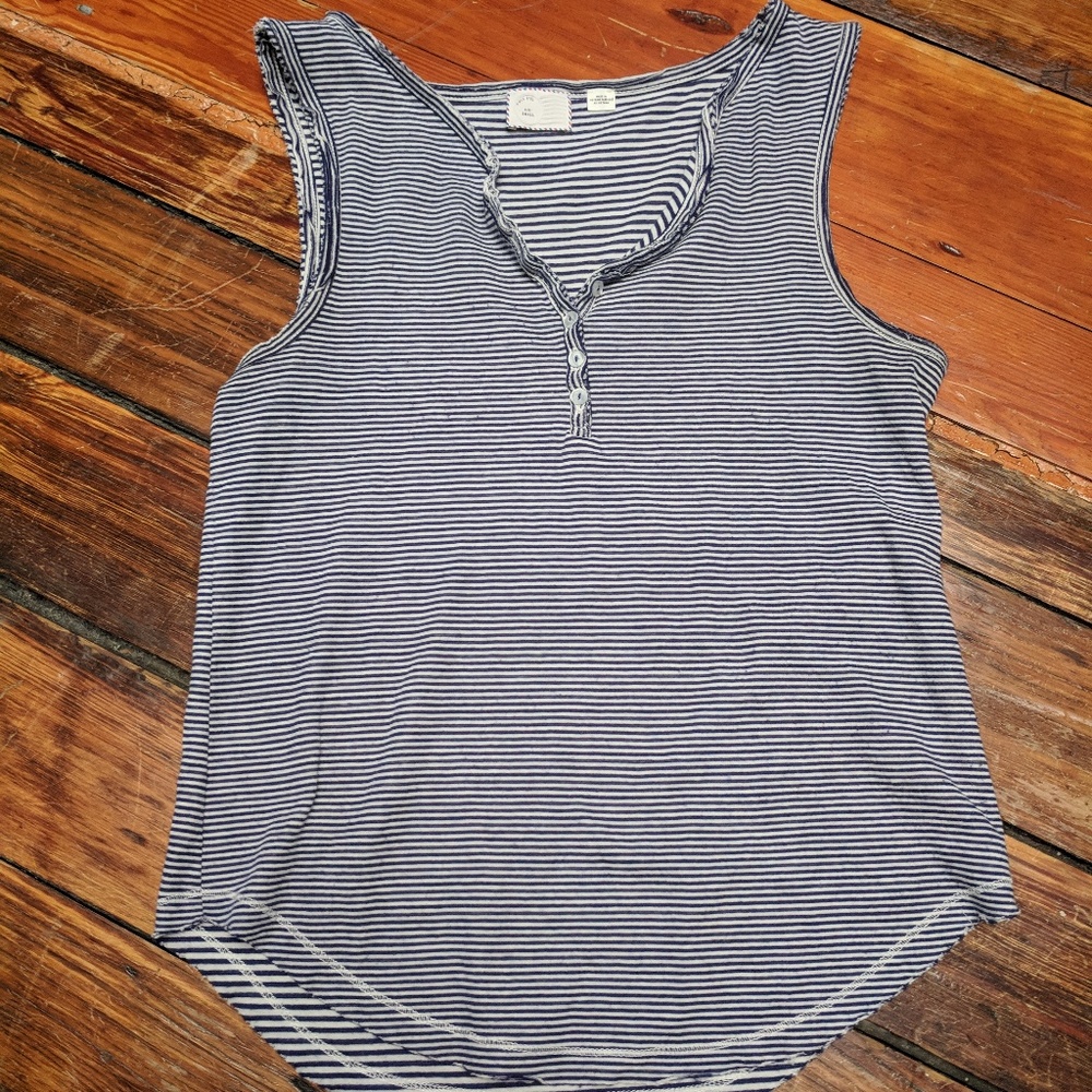 Anthropologie navy-striped tank